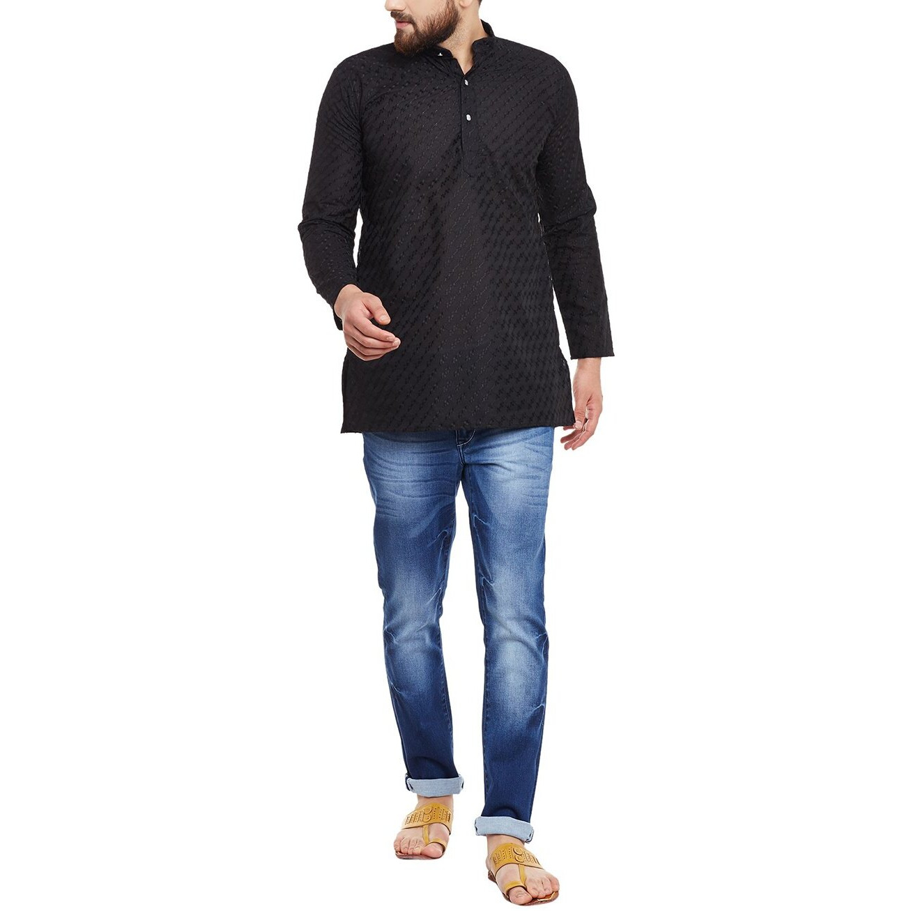 Sojanya (Since 1958 Men's Pure Chicken Cotton Short Kurta