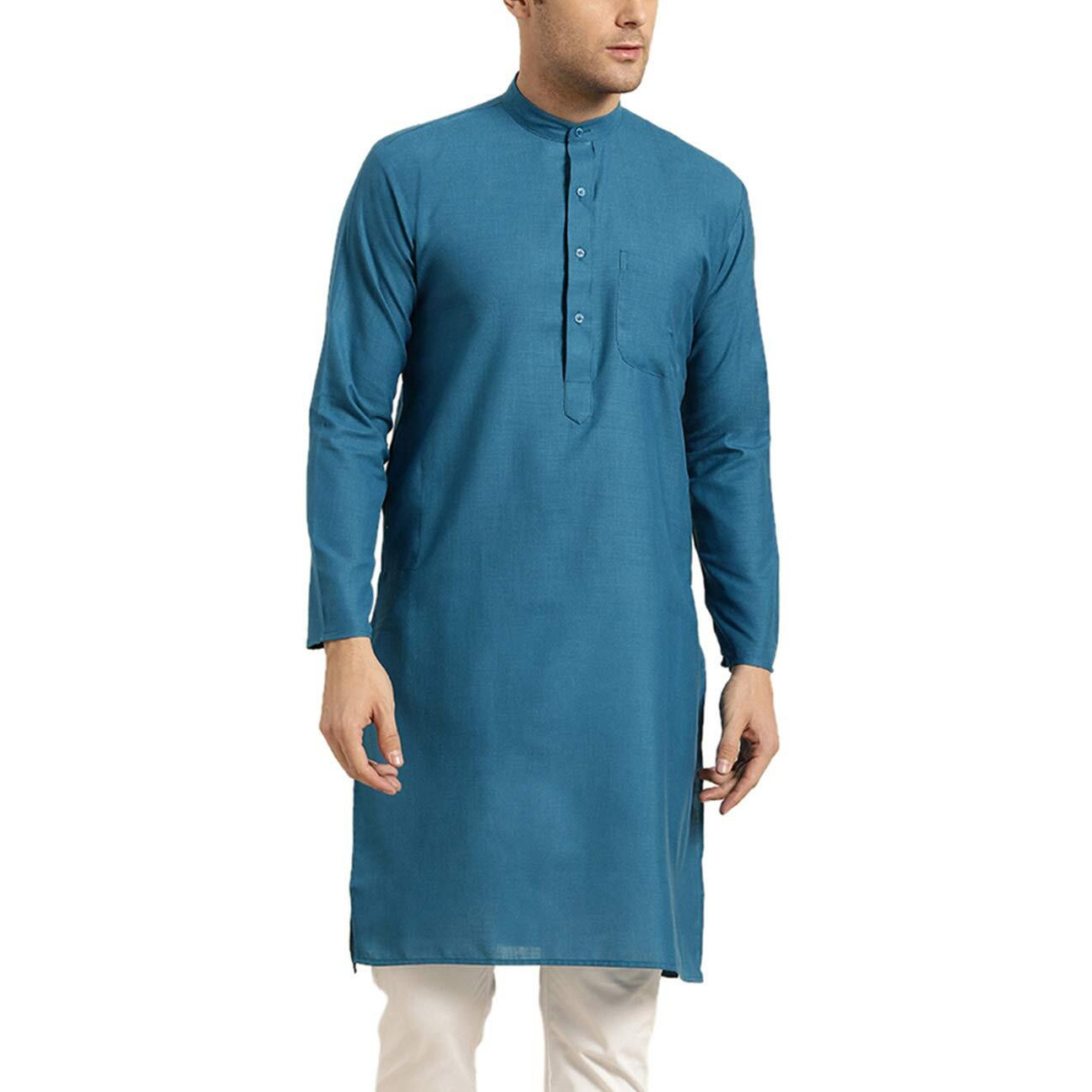 Sojanya (Since 1958 Men's Cotton Peacock Blue Only Kurta Size 36