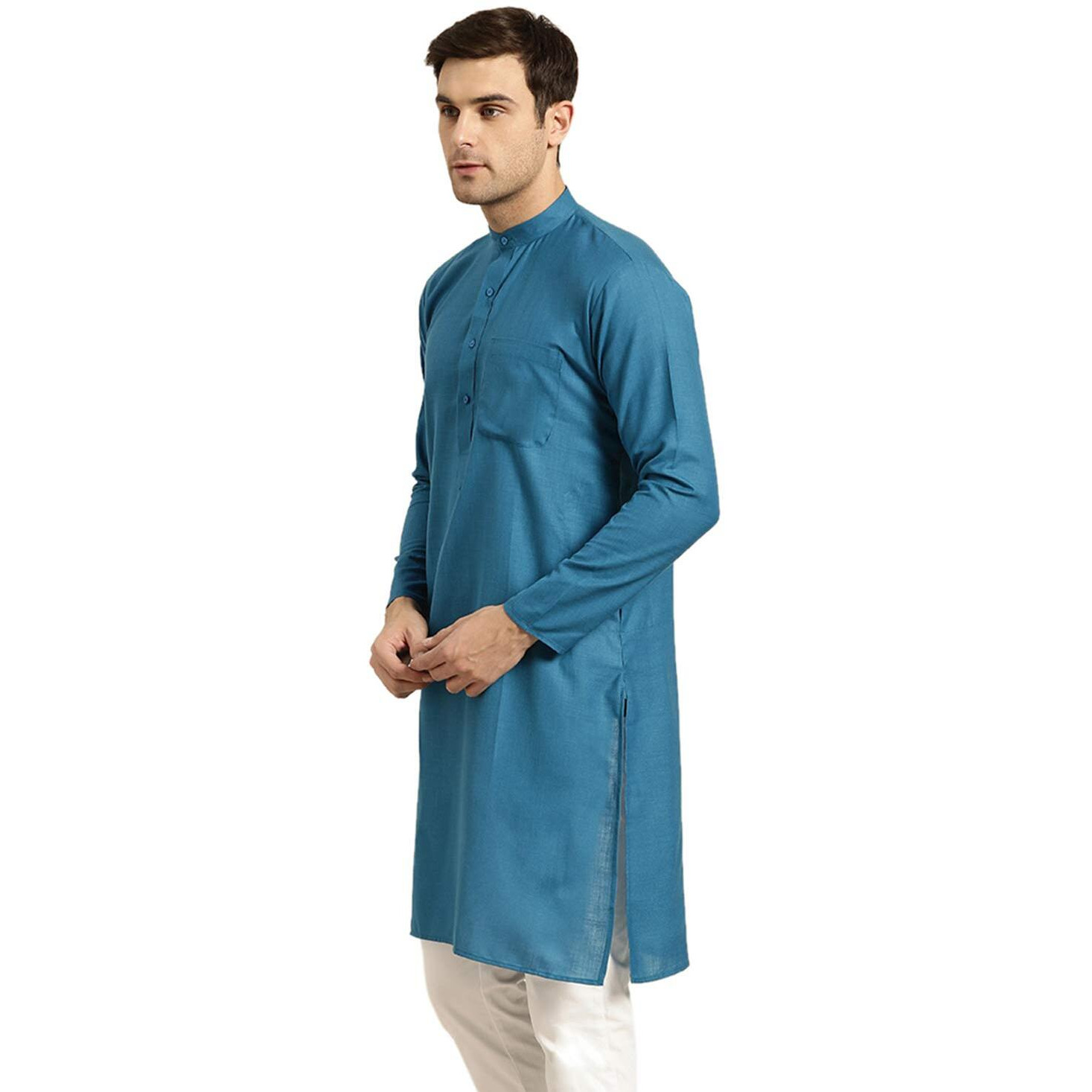 Sojanya (Since 1958 Men's Cotton Peacock Blue Only Kurta Size 36