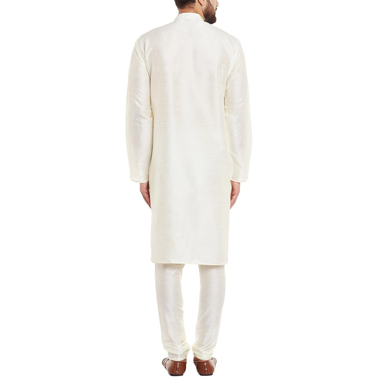 Sojanya (Since 1958 Men's Off-White Silk Blend Kurta & Churidaar Pyjama Set Size Xl