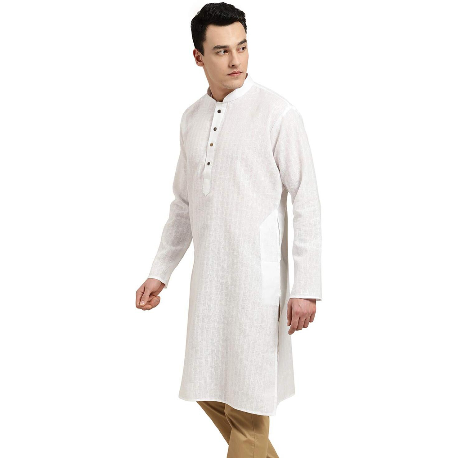 Sojanya (Since 1958 Men's Cotton Blend Solid Regular Kurta