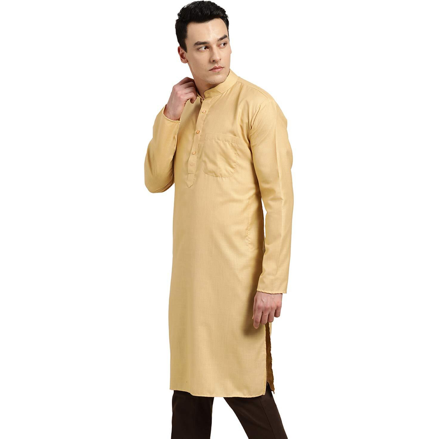 Sojanya (Since 1958 Men's Cotton Light Gold Only Kurta Size 38