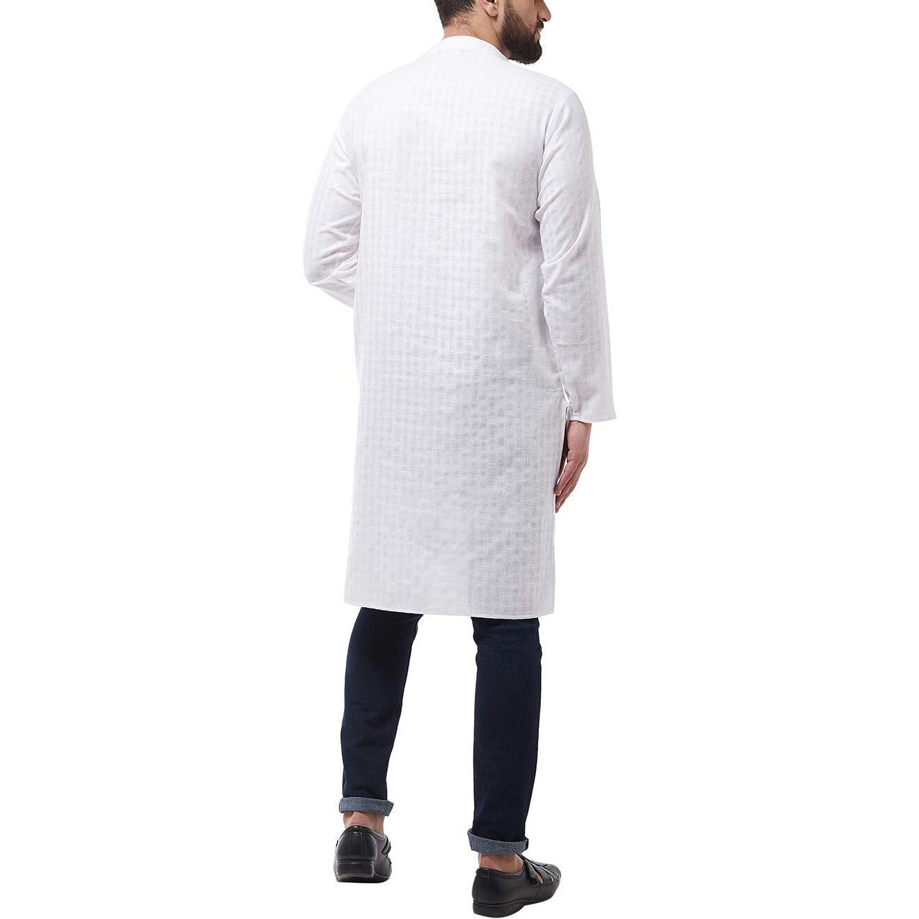 Sojanya (Since 1958 Men's Cotton Blend White Woven Design Only Long Kurta Size 44