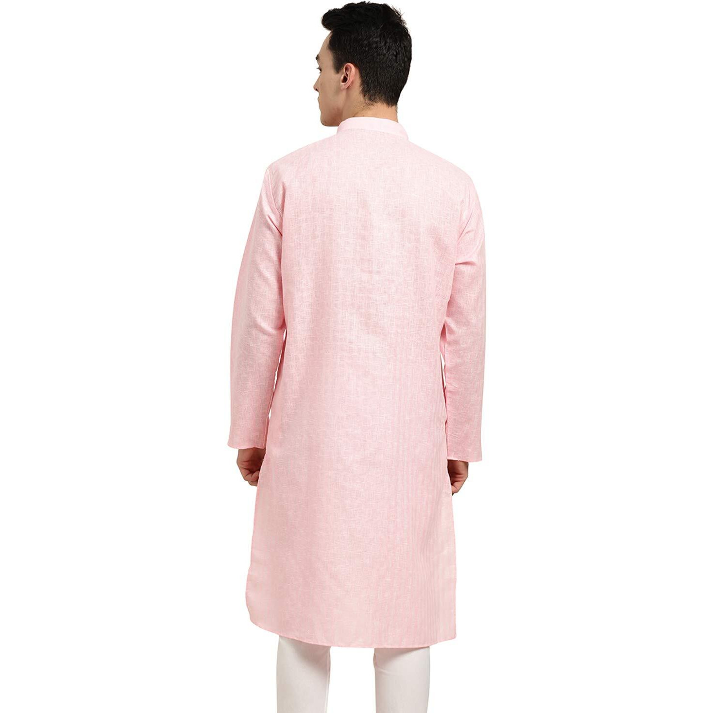 Sojanya (Since 1958 Men's Cotton Linen Pink Checked Only Long Kurta Size 36