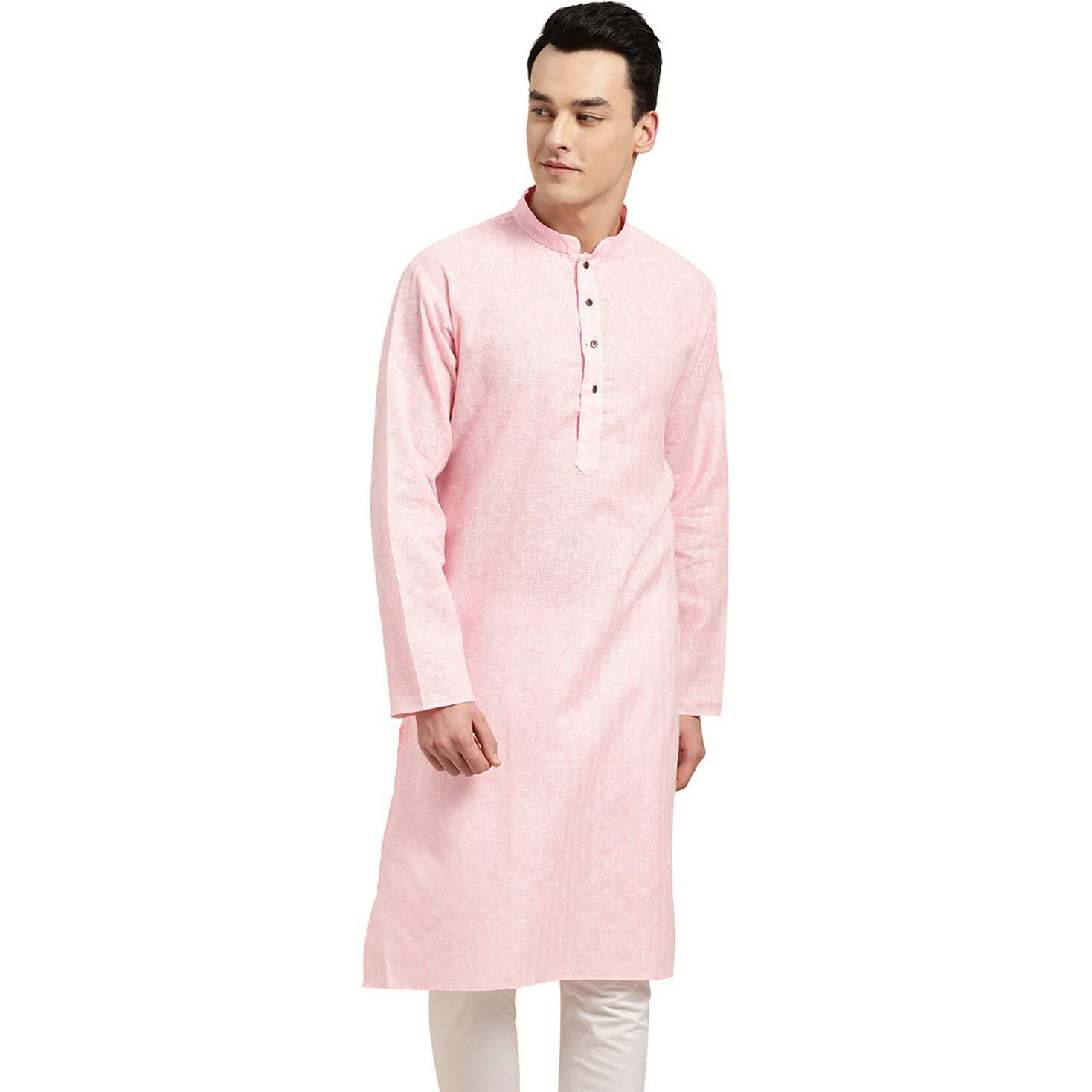 Sojanya (Since 1958 Men's Cotton Linen Pink Checked Only Long Kurta Size 42