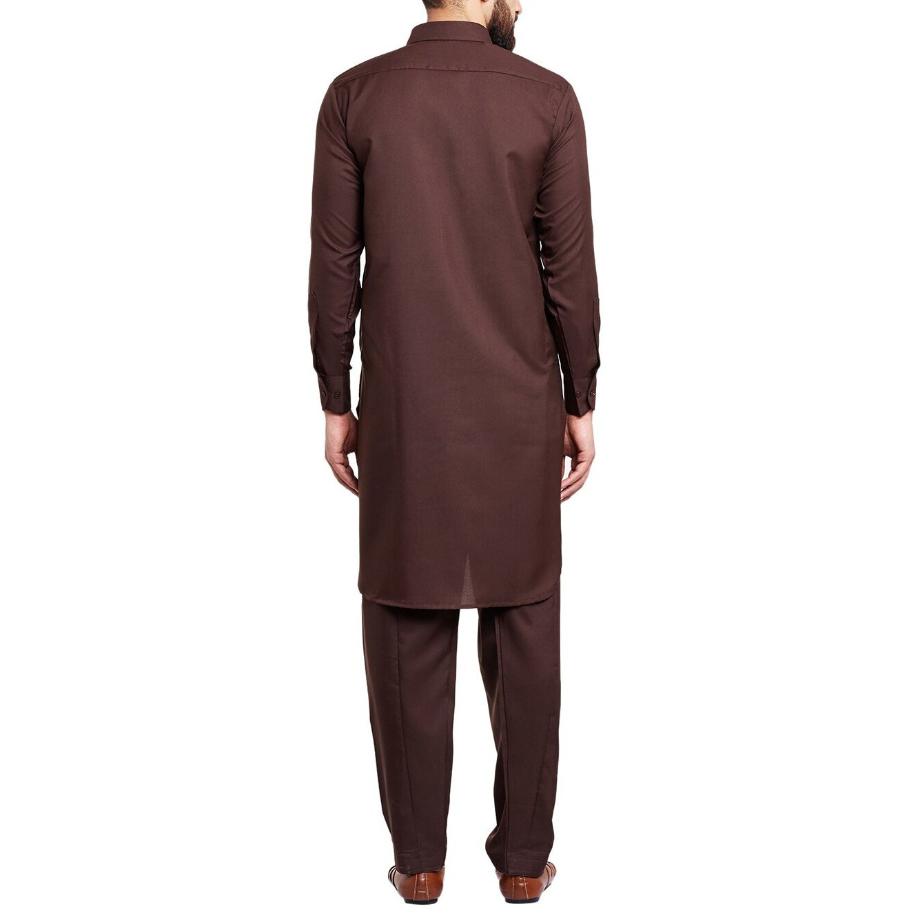 Sojanya (Since 1958 Men's Brown Cotton Blend Pathani Kurta & Salwar Set Size Xxl