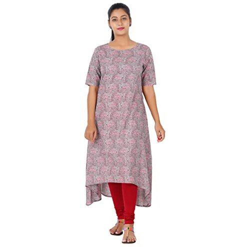 Shodox Women Cotton Pleated Straight Cut Kurta (Pack Of 1) Grey
