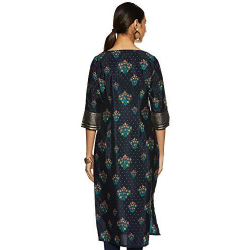 W For Woman Women's Crepe Kurta (18Fes11520-50501_Teal_Small)