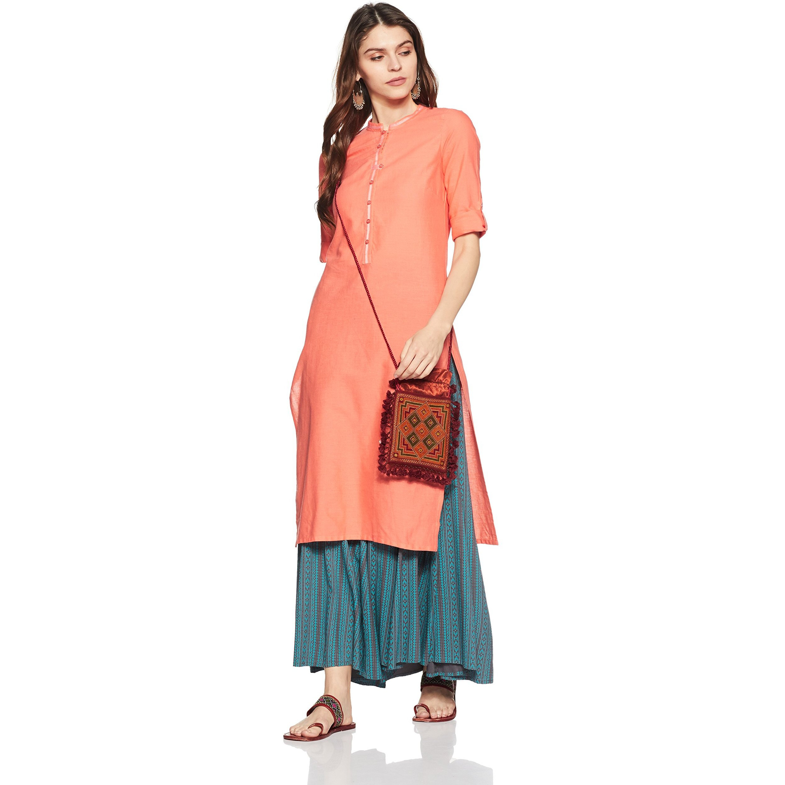 Aurelia Women's Cotton Kurta (Crk13519-03068_Pink_Small)