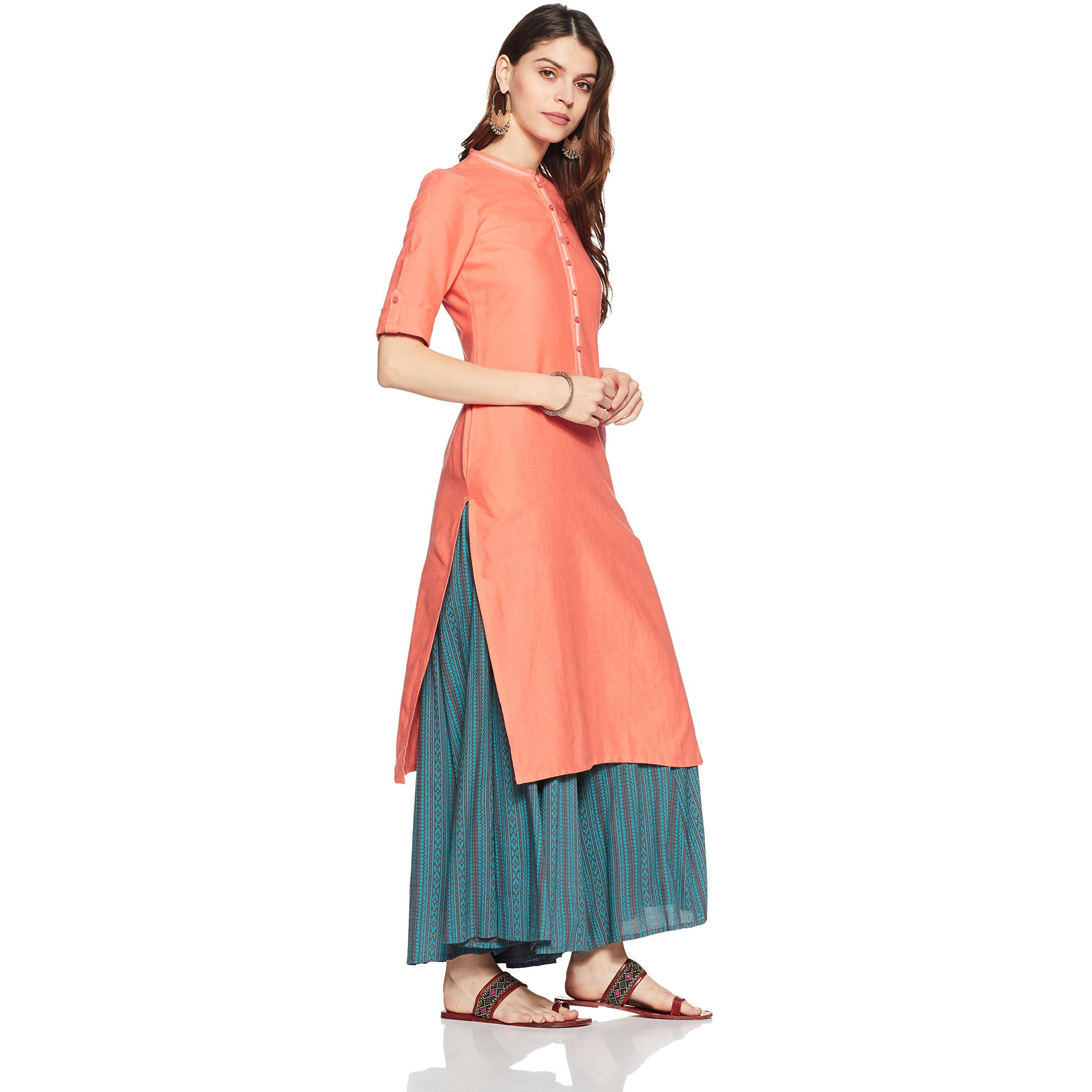 Aurelia Women's Cotton Kurta (Crk13519-03068_Pink_Small)