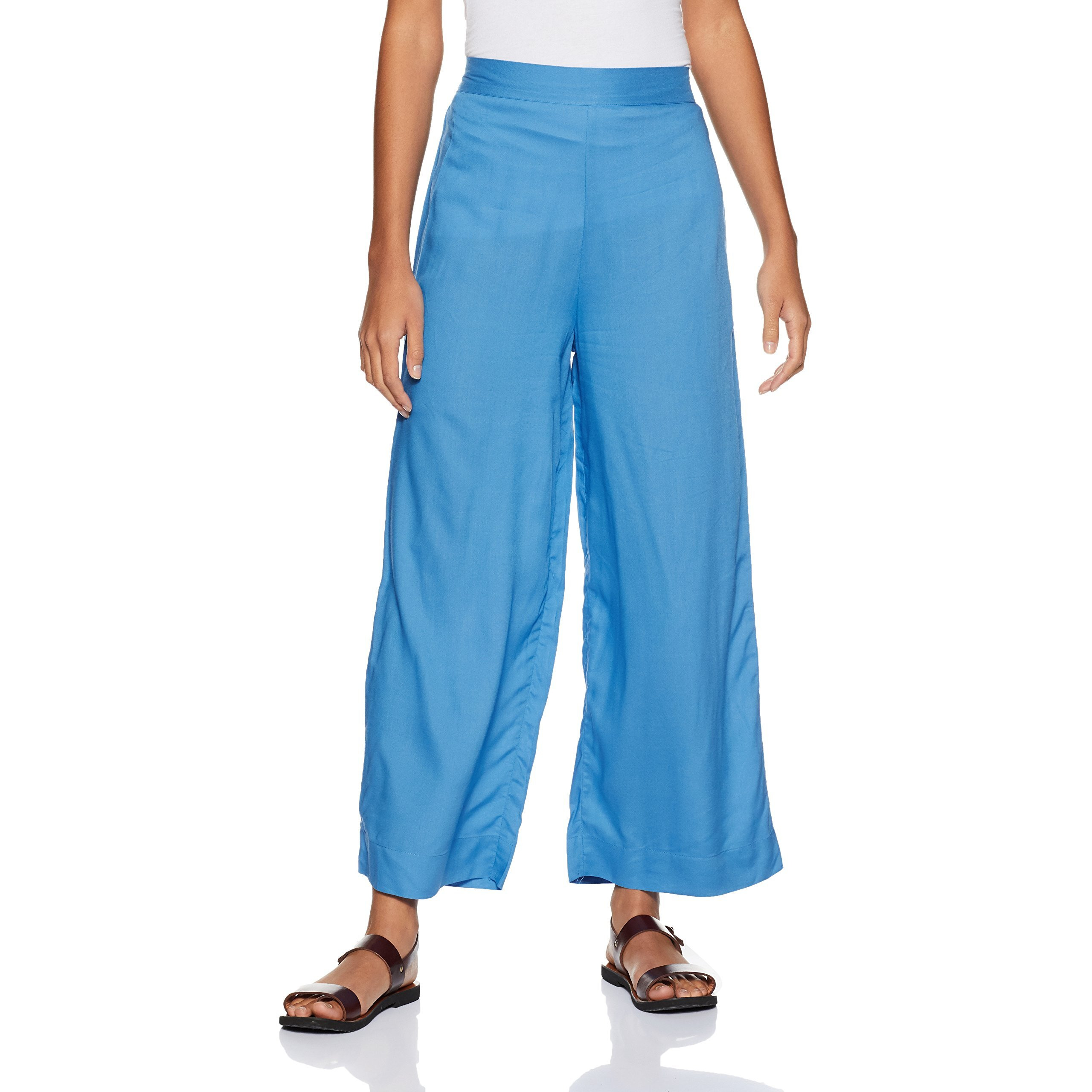Aurelia Women's Regular Fit Synthetic Palazzo (18Fek60051-03526_S_Blue_Blue_S)