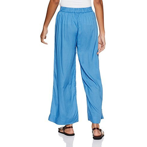 Aurelia Women's Regular Fit Synthetic Palazzo (18Fek60051-03526_S_Blue_Blue_S)