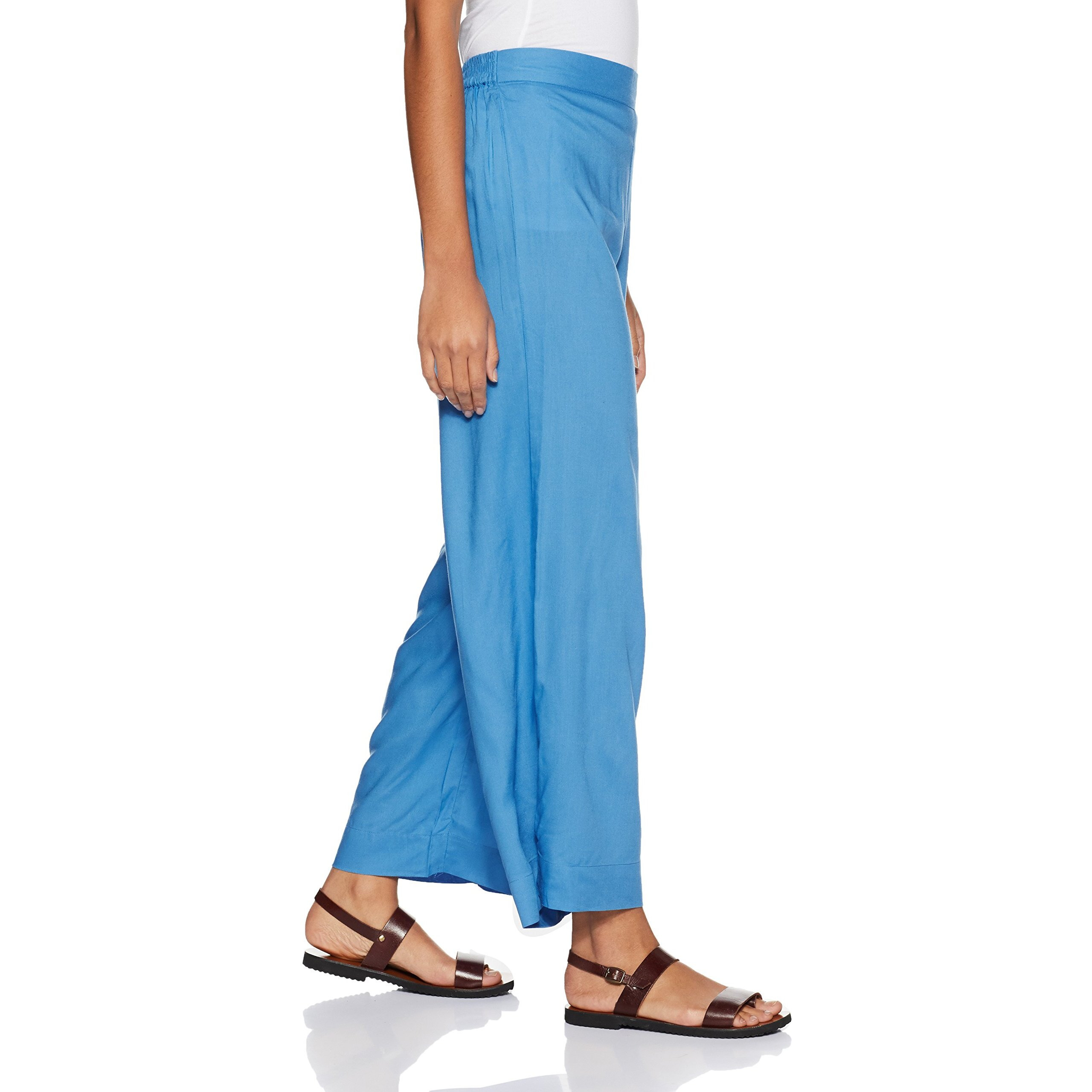 Aurelia Women's Regular Fit Synthetic Palazzo (18Fek60051-03526_S_Blue_Blue_S)