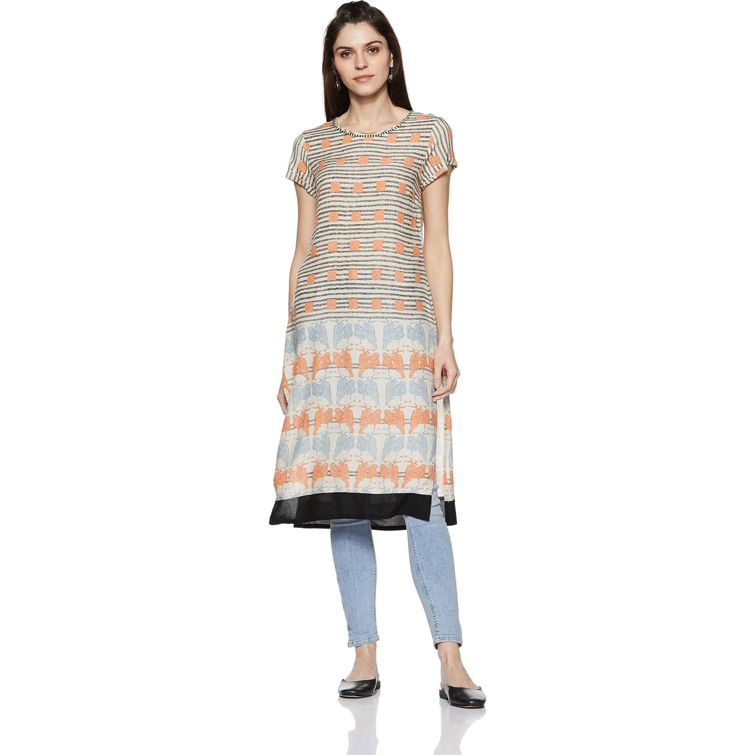W For Women's Straight Kurta (18Fe17846L-51211_Multicolor_6)