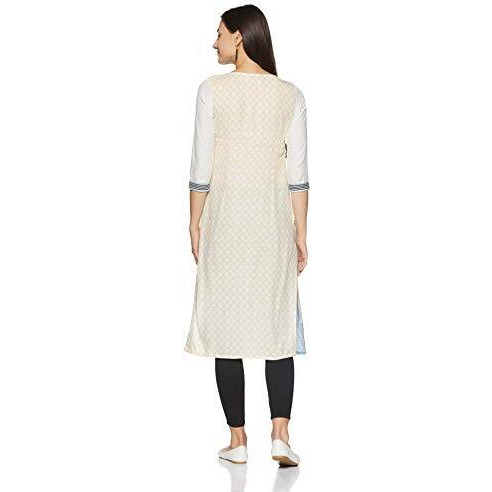Aurelia Women's Synthetic Kurta (18Fek13617-63019_White_X-Large)
