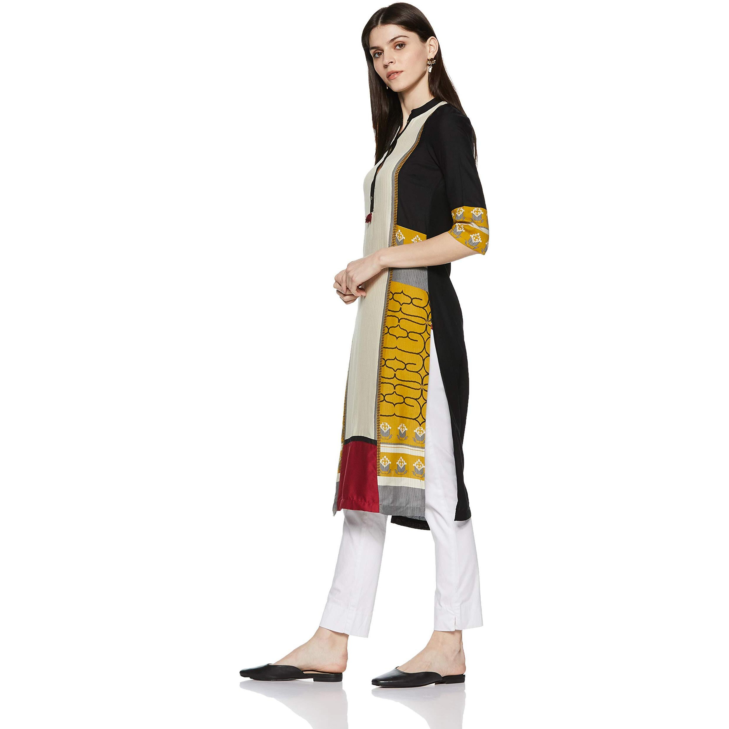 W For Woman Women's Synthetic Kurta (18Fe17514-59395_Off White_Large)