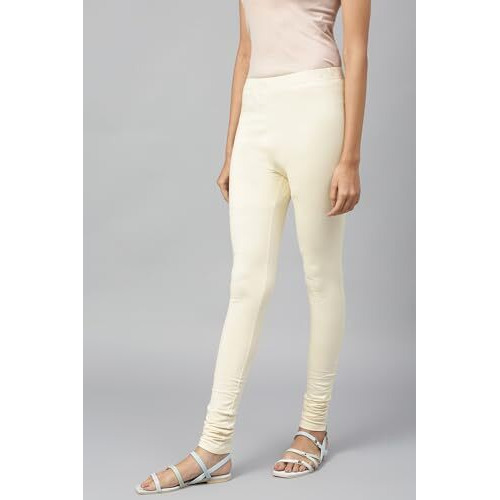 Aurelia Off White Solid Poly-Blend Churidar Ethnic Bottomwear