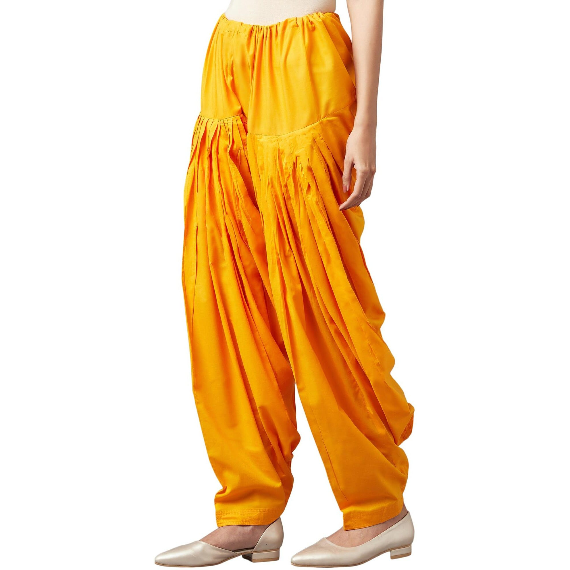 Aurelia Women's Cotton Patiala (Crk60025-00354_Yellow_Fs)