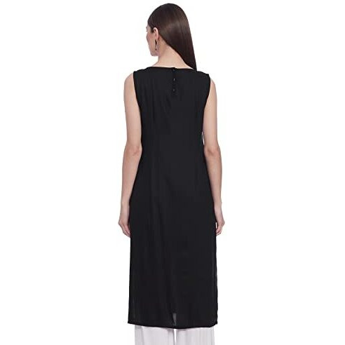 W For Woman Women's Straight Kurta (15Au15197-11249_Black_10)
