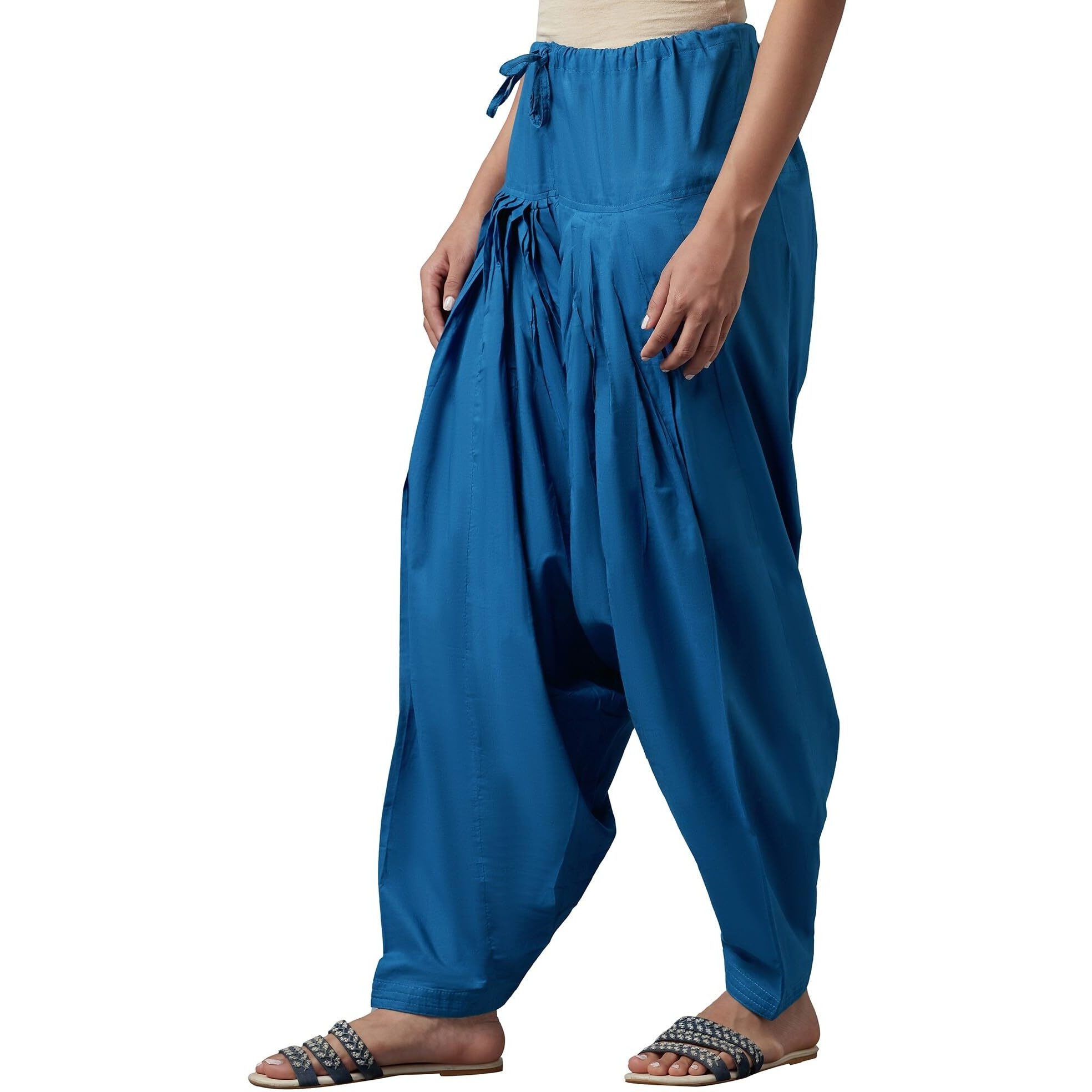 Aurelia Women's Loose Fit Patialas (Crk60025-01121_Blue_X-Large), Xl_Fs