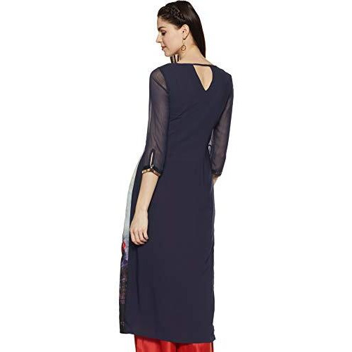 Wishful By W Women's Straight Kurta (16Fes11110-57475_Blue_6)