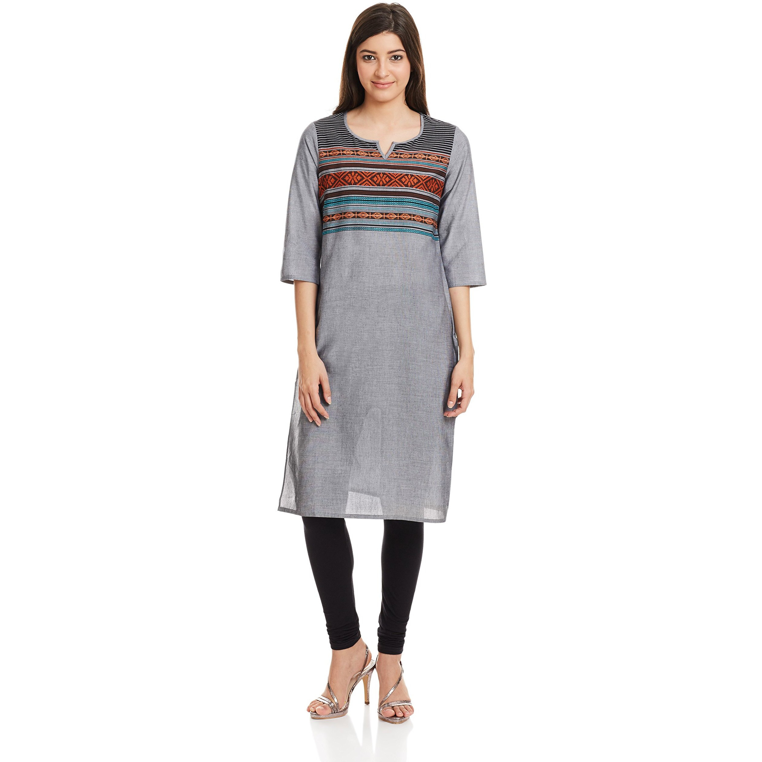 Aurelia Women's Straight Kurta (16Auk12790-78445_Black_Medium)