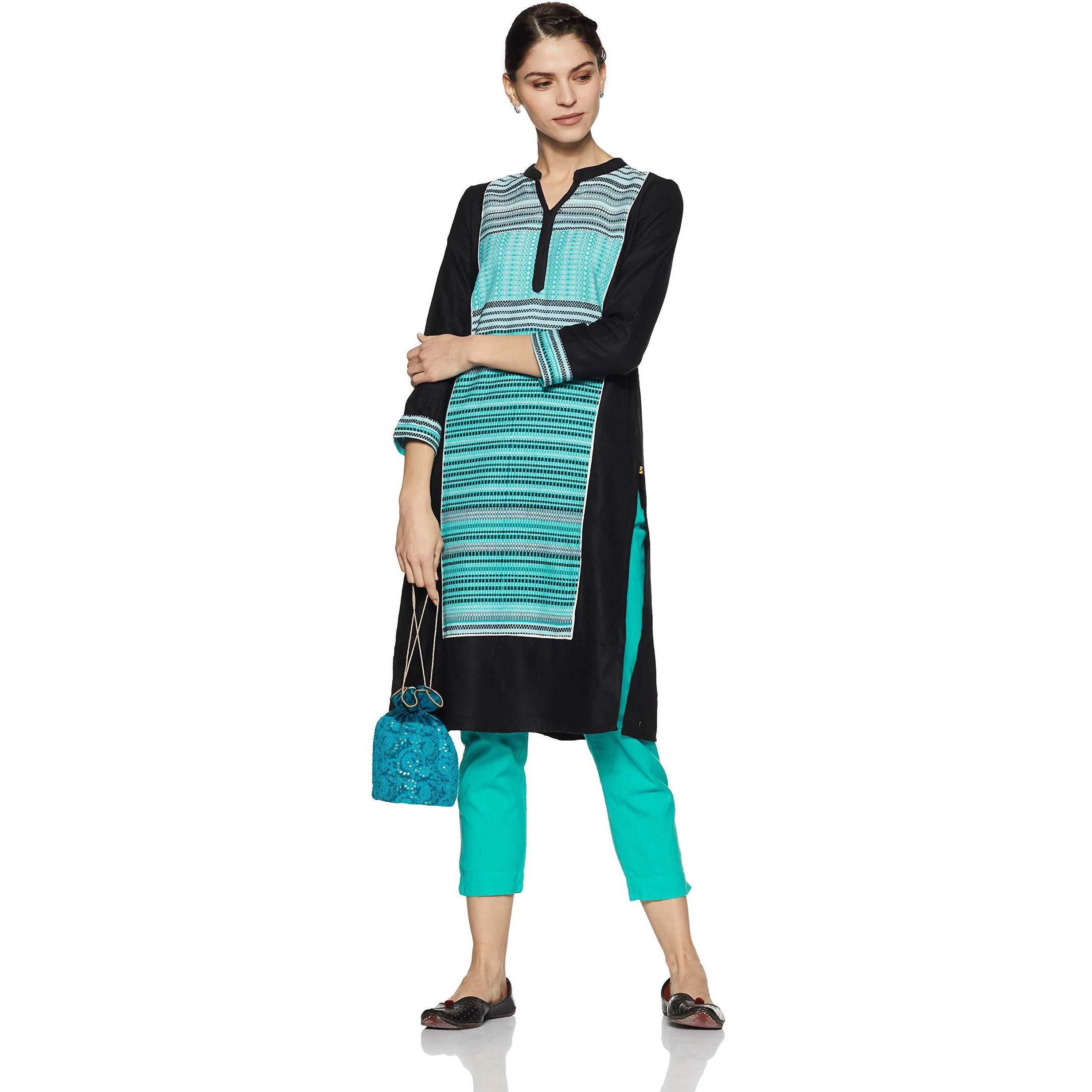 Aurelia Women's Straight Winter Kurta (16Auk12661-78340_Green_Medium)