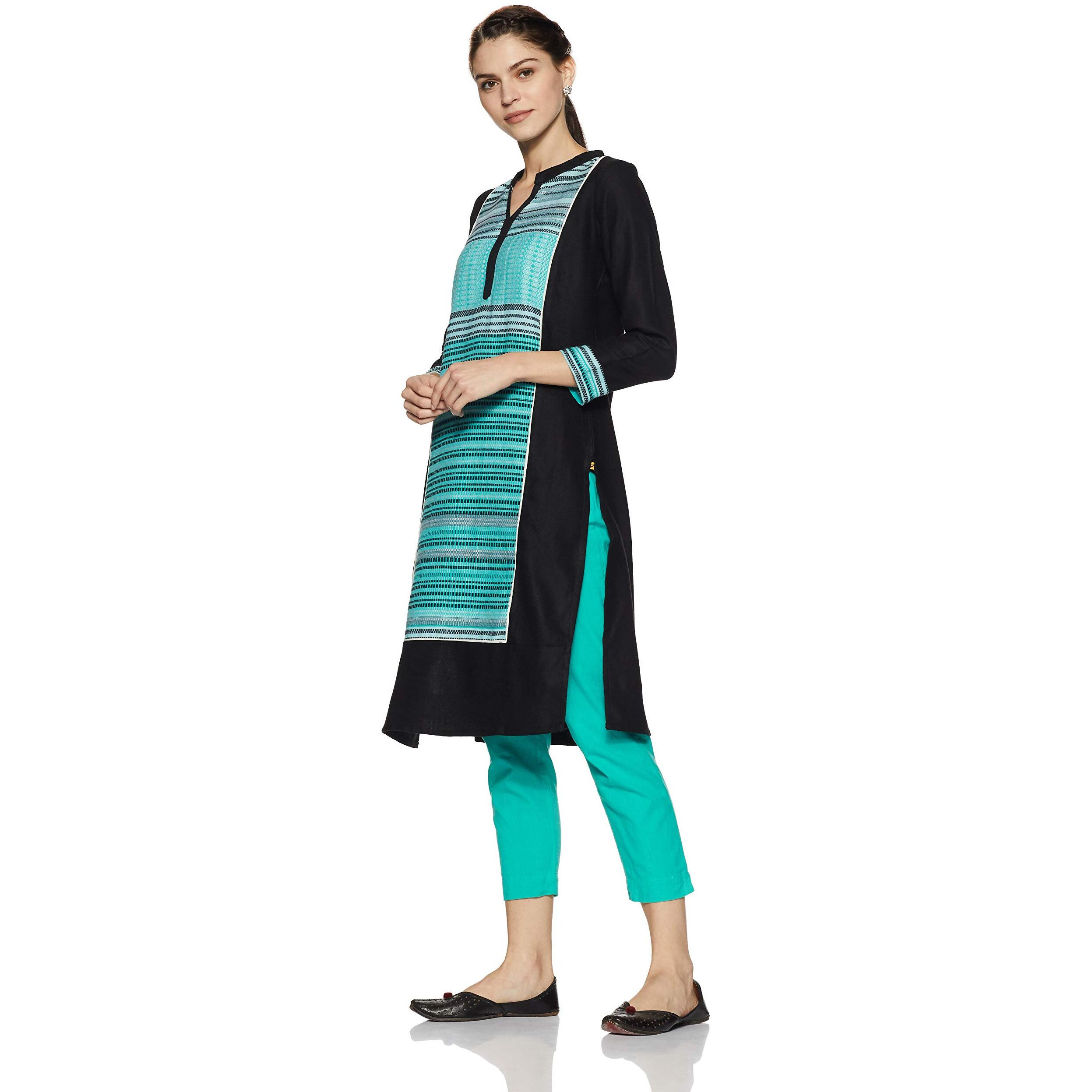 Aurelia Women's Straight Winter Kurta (16Auk12661-78340_Green_Medium)