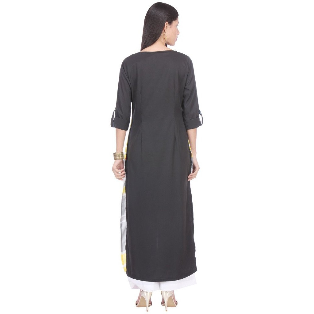 W For Woman Women's Straight Satin Kurta (16Au15906-57684_Grey_10/M)