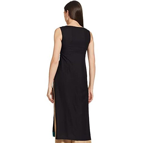 W For Woman Women's Straight Kurta (16Au16044-11617-6-Black)