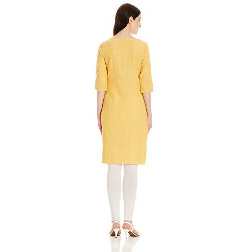 Aurelia Women's Straight Kurta (17Fek13042-78698_L_Yellow)