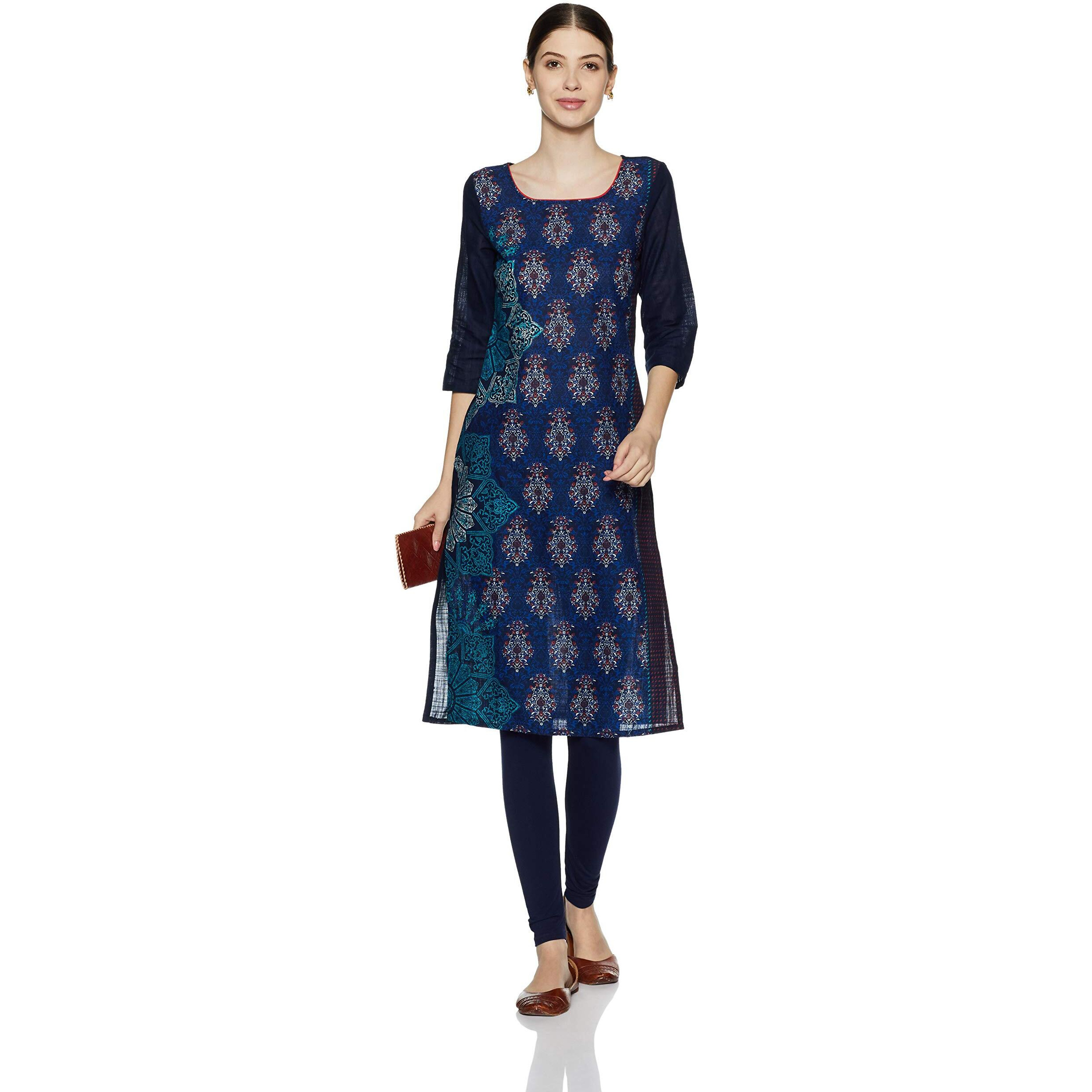 Aurelia Women's Straight Kurta (17Fek12996-62049_M_Blue)