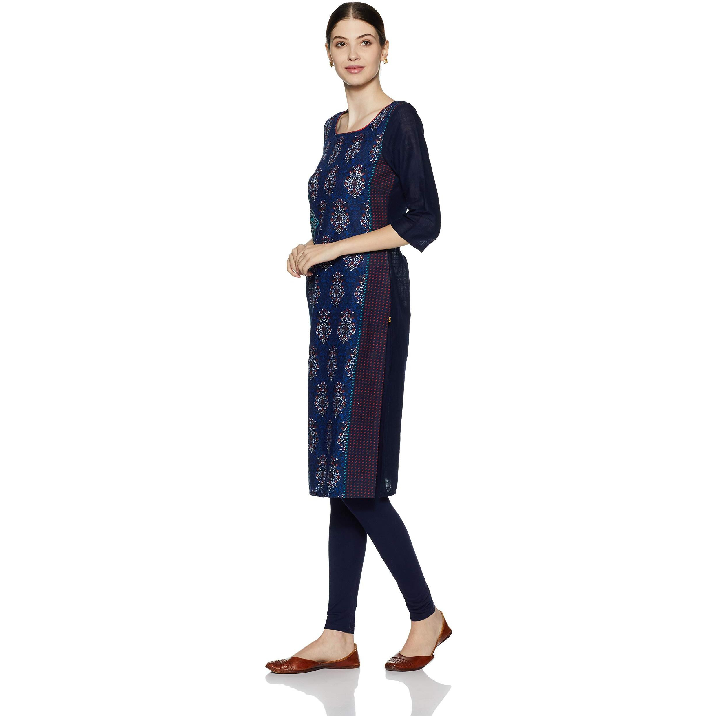 Aurelia Women's Straight Kurta (17Fek12996-62049_M_Blue)