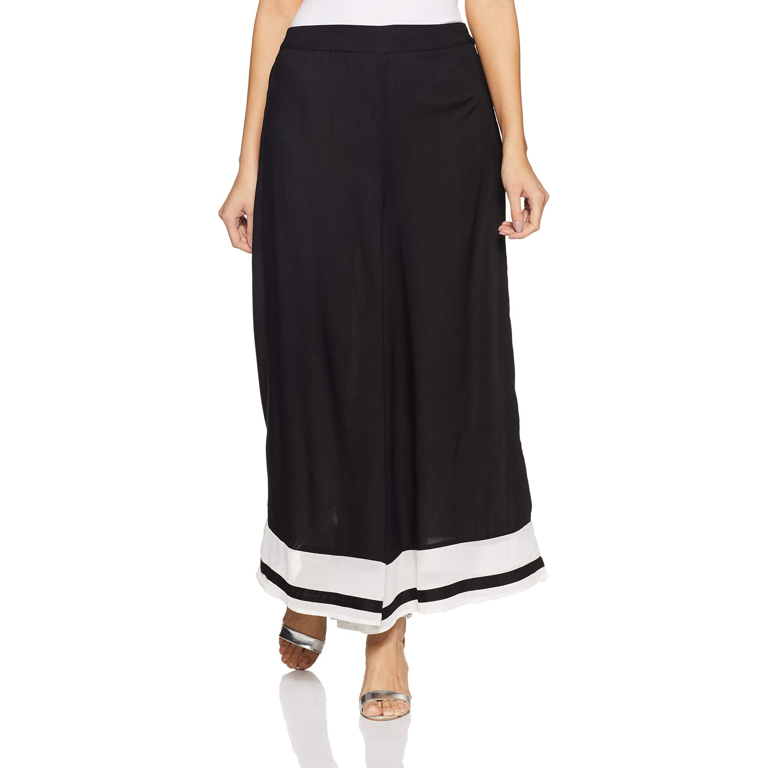W For Woman Women's Loose Fit Crepe Palazzo (17Fe60622-65115_Ws_Black_Black_Small)