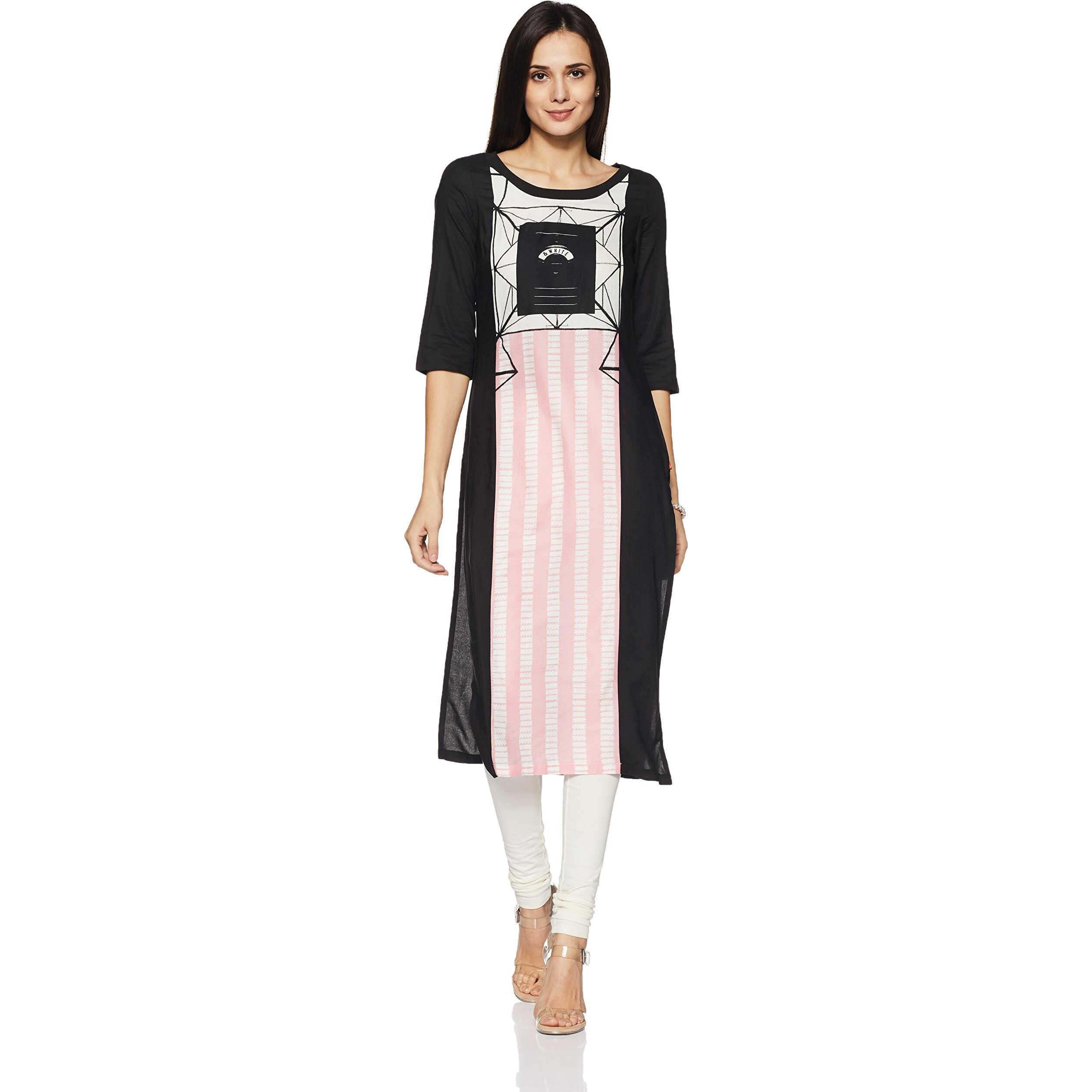 W For Woman Women's Rayon Embroidered Straight Kurta (17Fe16740-59051_White_Small)