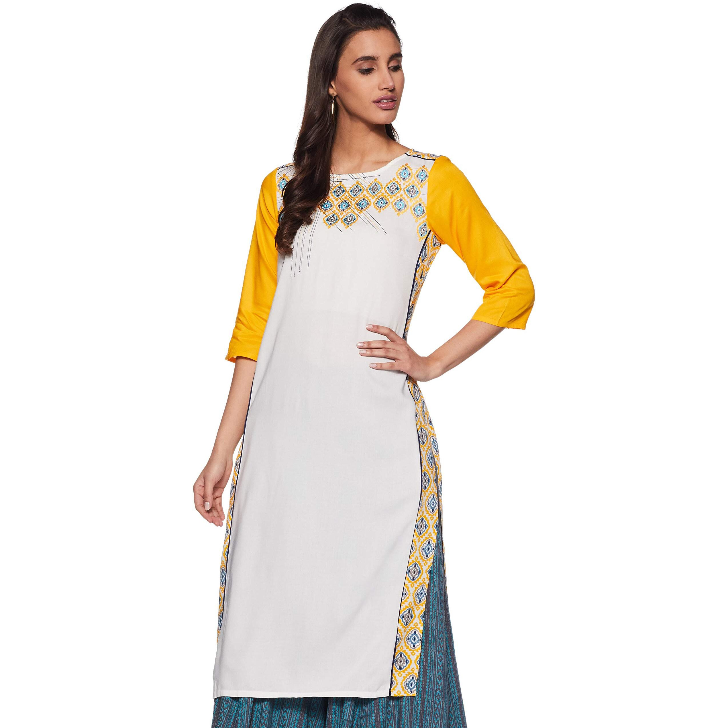 Aurelia Women's Straight Kurta (17Fek13065-62097_M_Yellow)