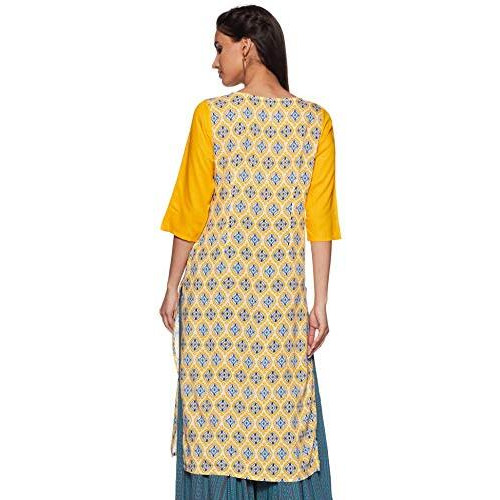 Aurelia Women's Straight Kurta (17Fek13065-62097_M_Yellow)