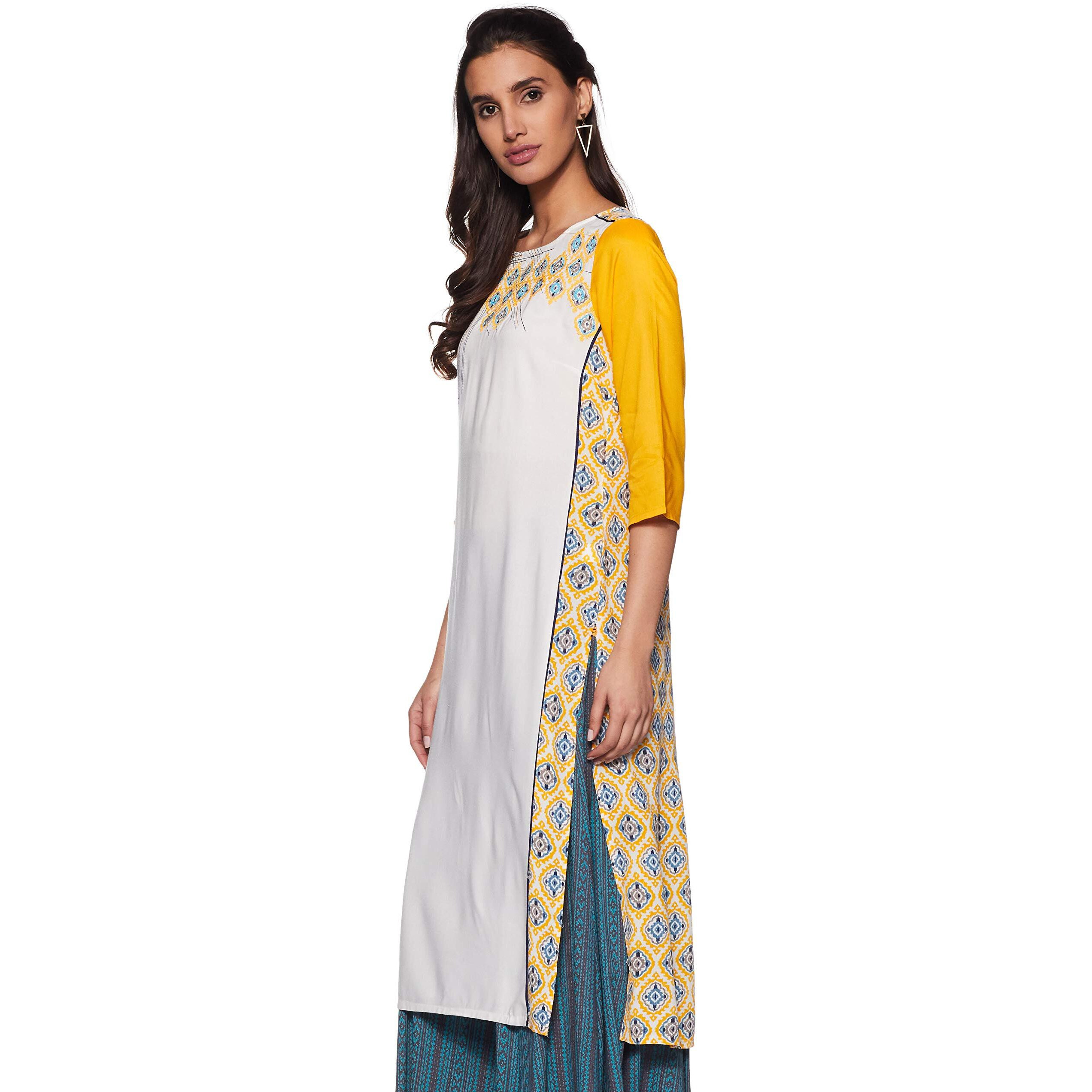 Aurelia Women's Straight Kurta (17Fek13065-62097_M_Yellow)