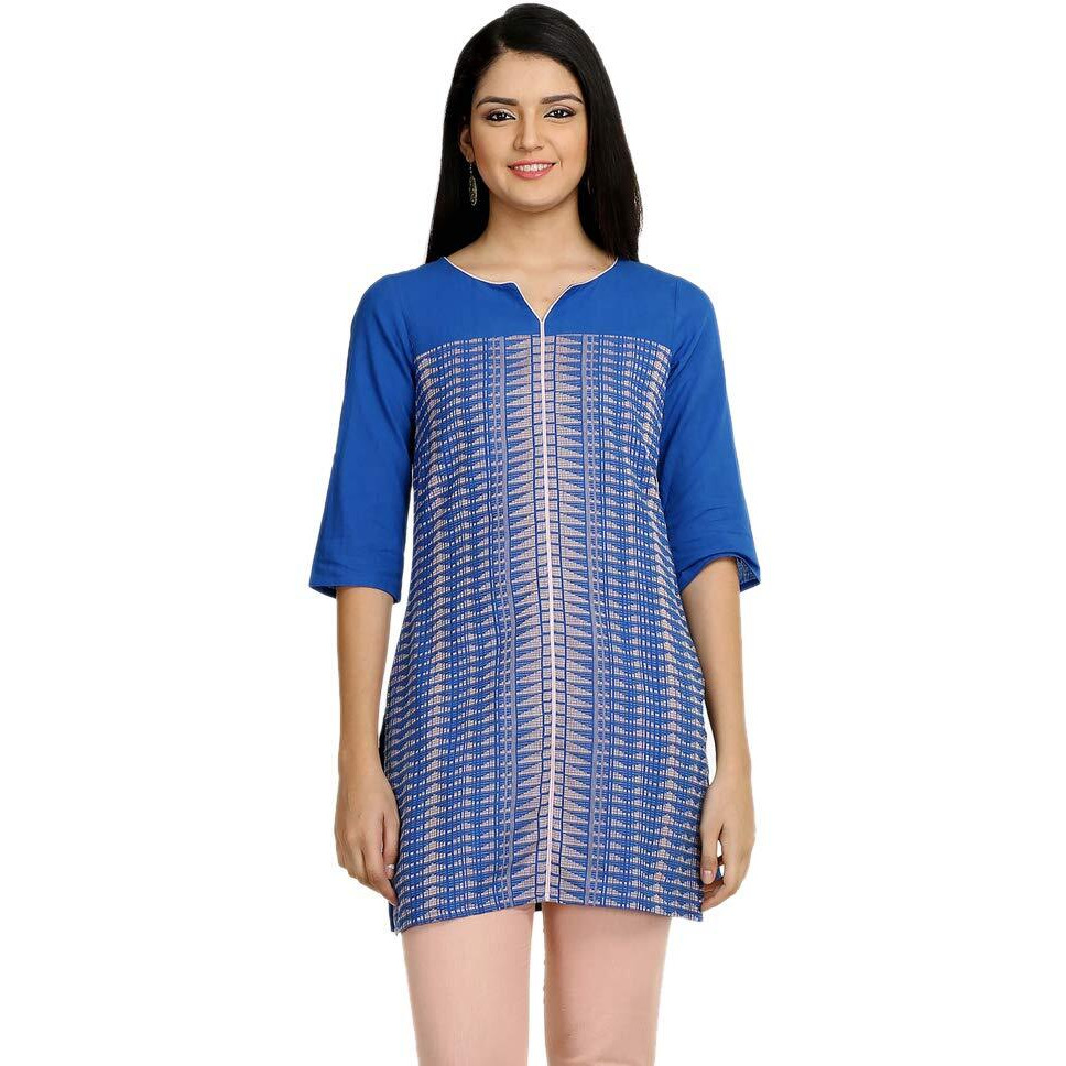 Aurelia Women's Straight Kurta (17Fek21329-78604_L_Blue)
