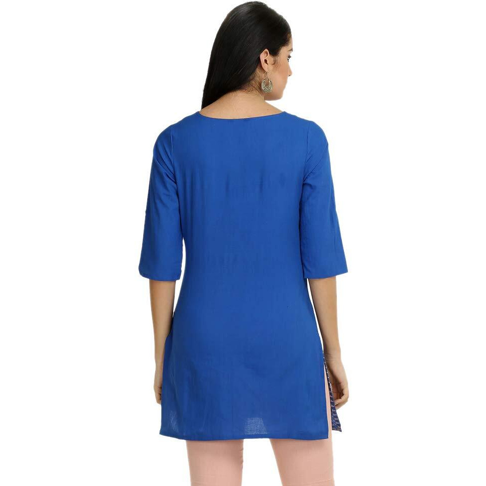 Aurelia Women's Straight Kurta (17Fek21329-78604_L_Blue)