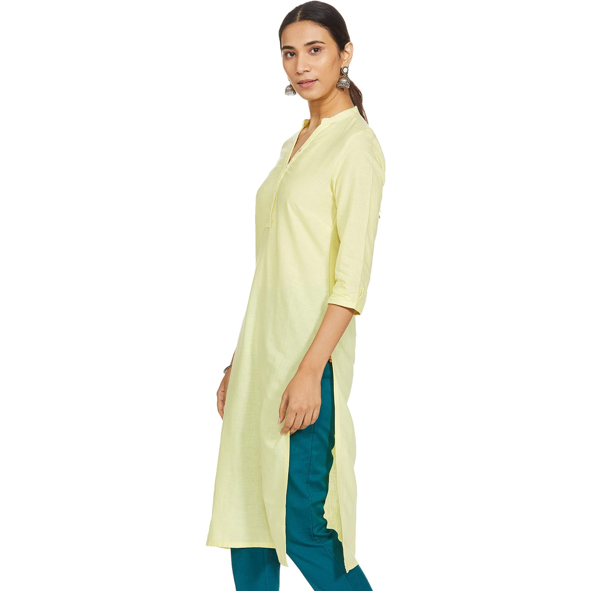 Aurelia Women's Straight Kurta (17Fek13126-02121_Xs_Yellow)