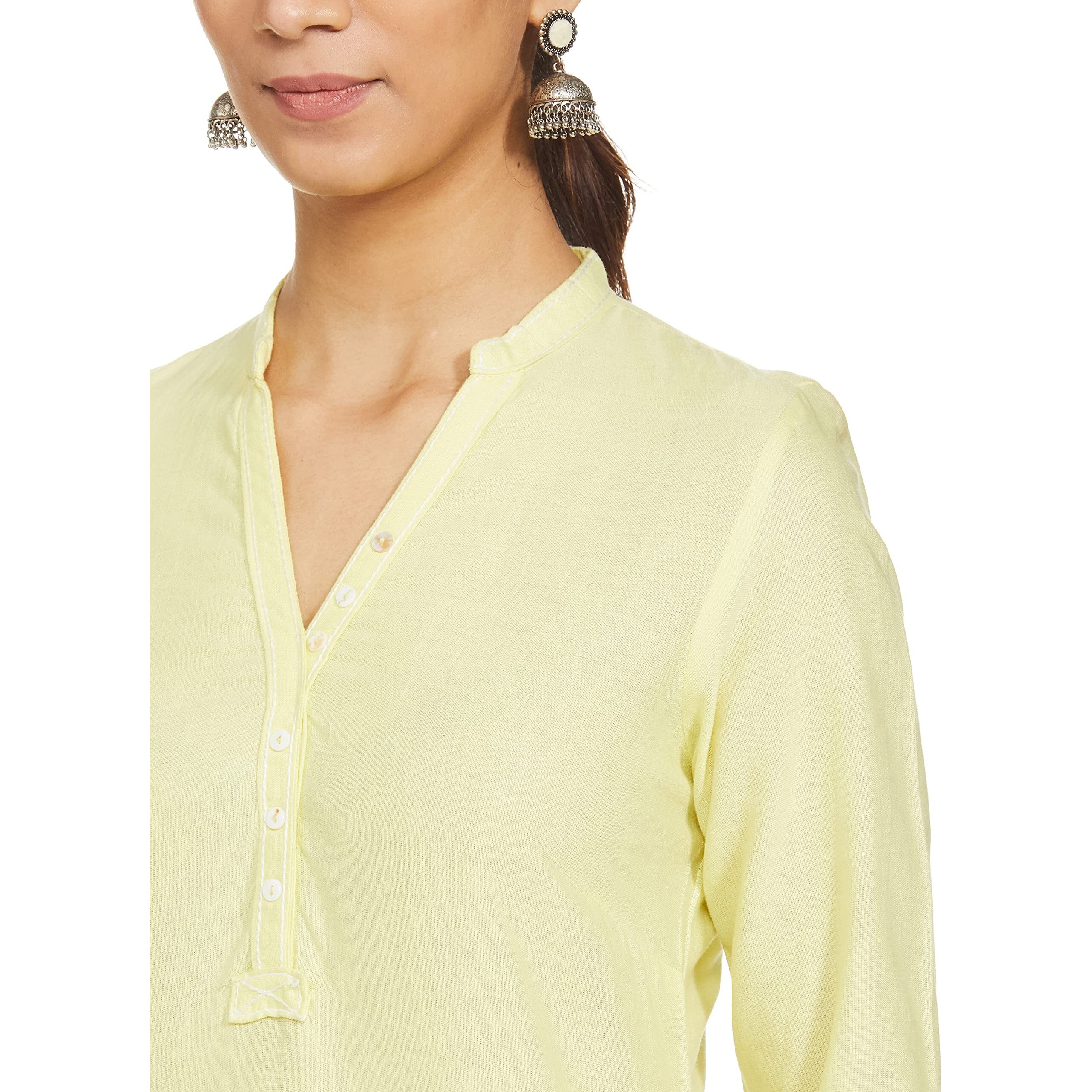 Aurelia Women's Straight Kurta (17Fek13126-02121_Xs_Yellow)