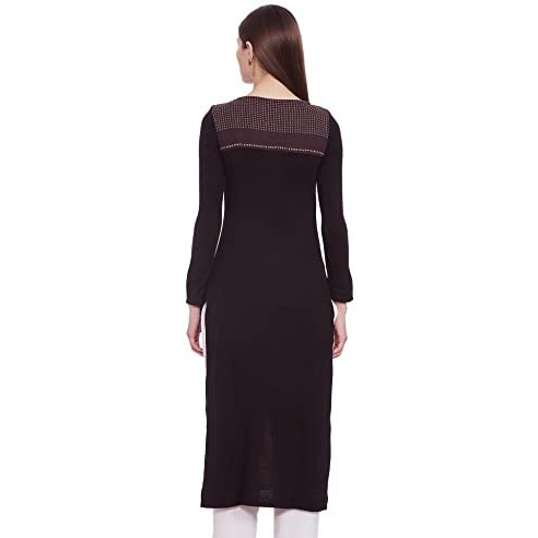 W For Woman Women's Straight Synthetic Winter Kurta (16No16384-65896_Brown_8)