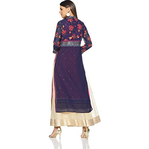 W For Woman Women's Synthetic Straight Kurta (17Aus11537-50528_Eclipse_8_Blue_S)