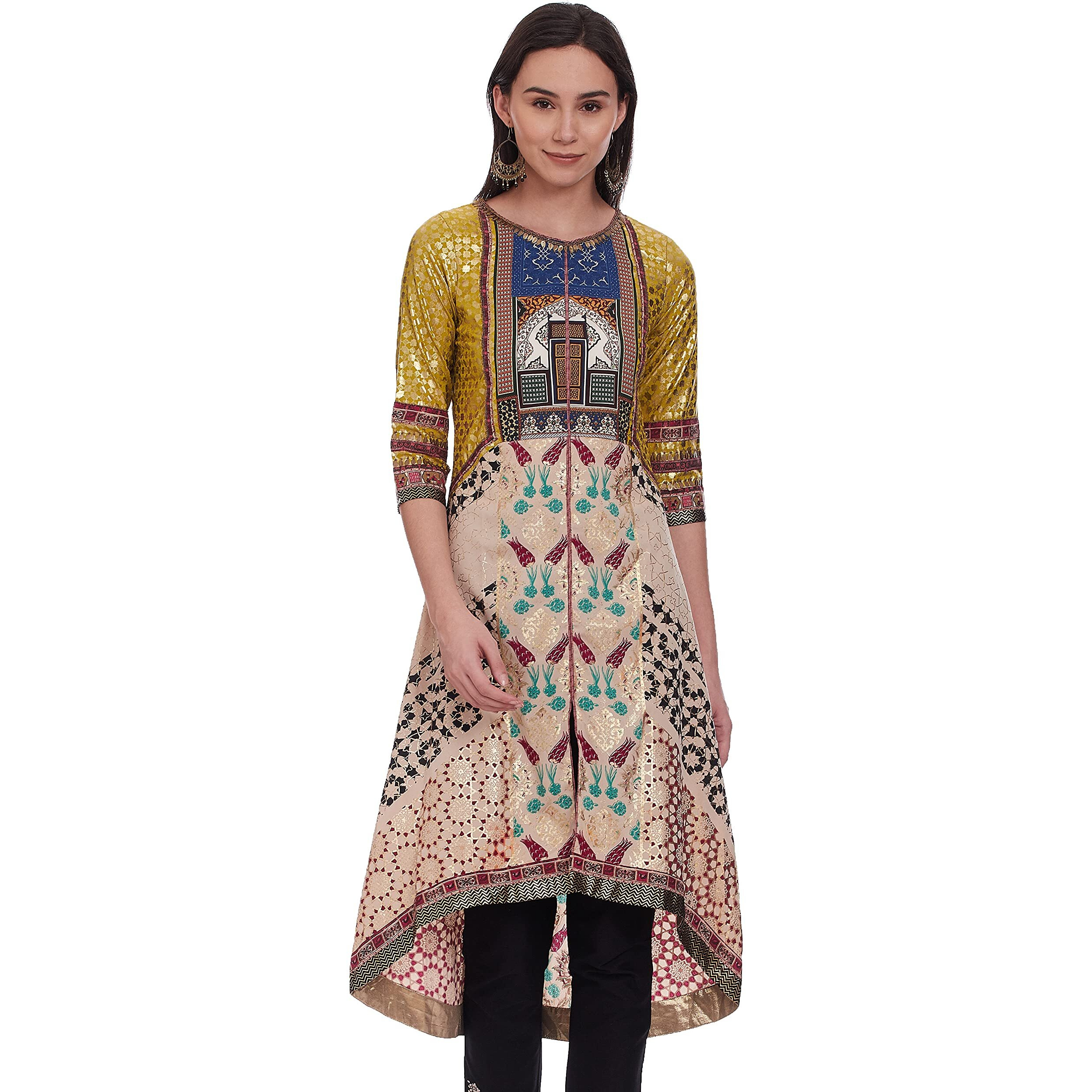 W For Woman Asymmetrical Hemline Kurta (17Aus11571-50733_Birch_10)