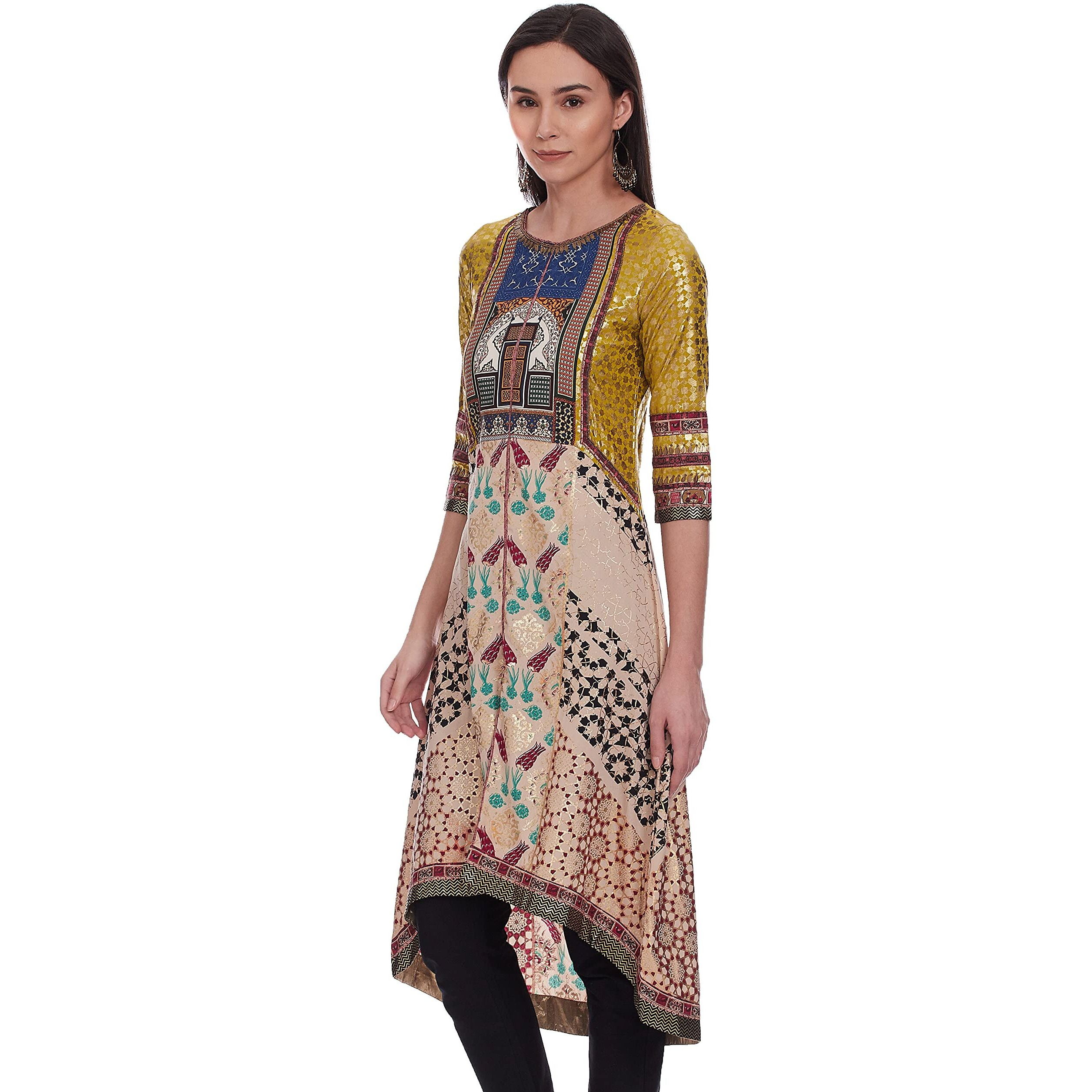 W For Woman Asymmetrical Hemline Kurta (17Aus11571-50733_Birch_10)