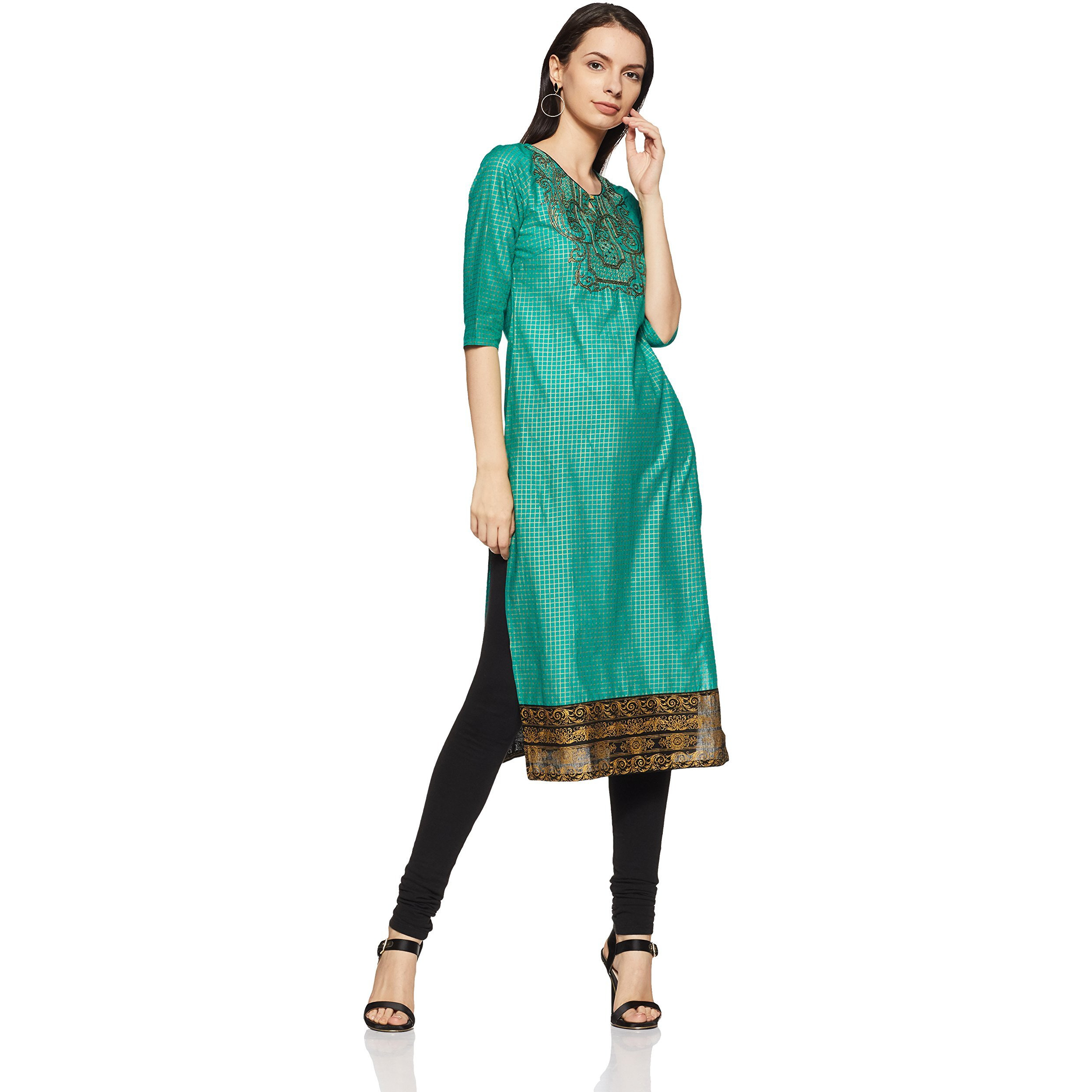 Aurelia Women's Straight Kurta (17Auk13152-62365_Pool Green_Xs)