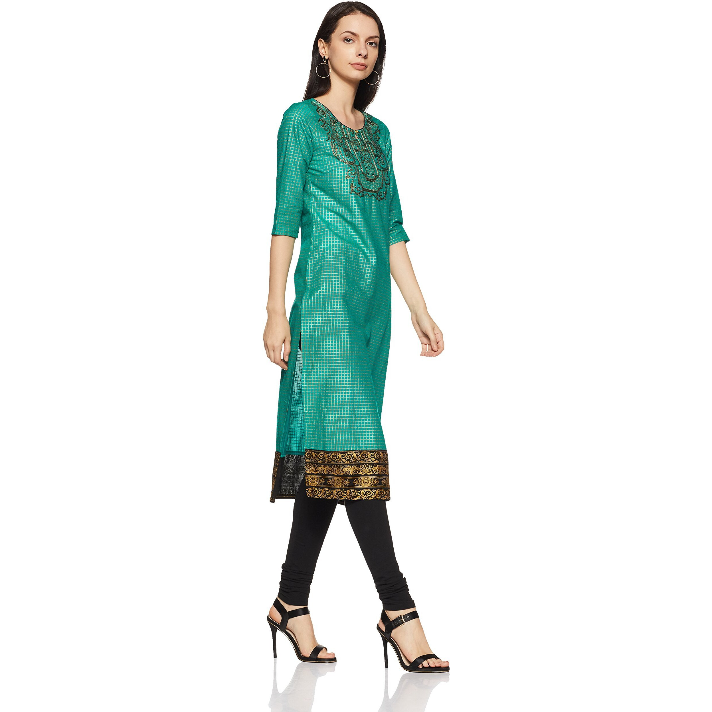 Aurelia Women's Straight Kurta (17Auk13152-62365_Pool Green_Xs)