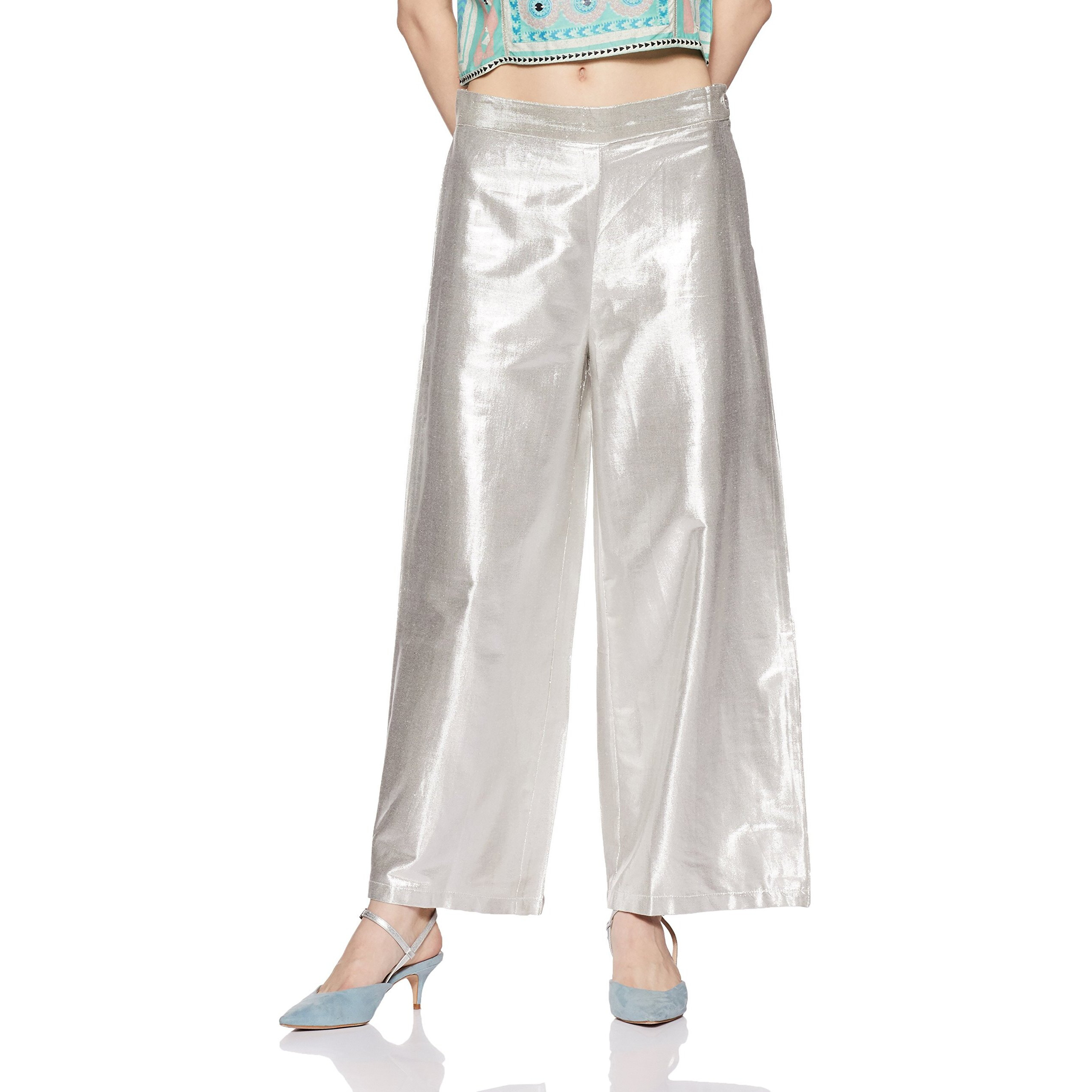 W For Woman Women's Straight Pants (17Aus60234-11055_Silver_Wm)