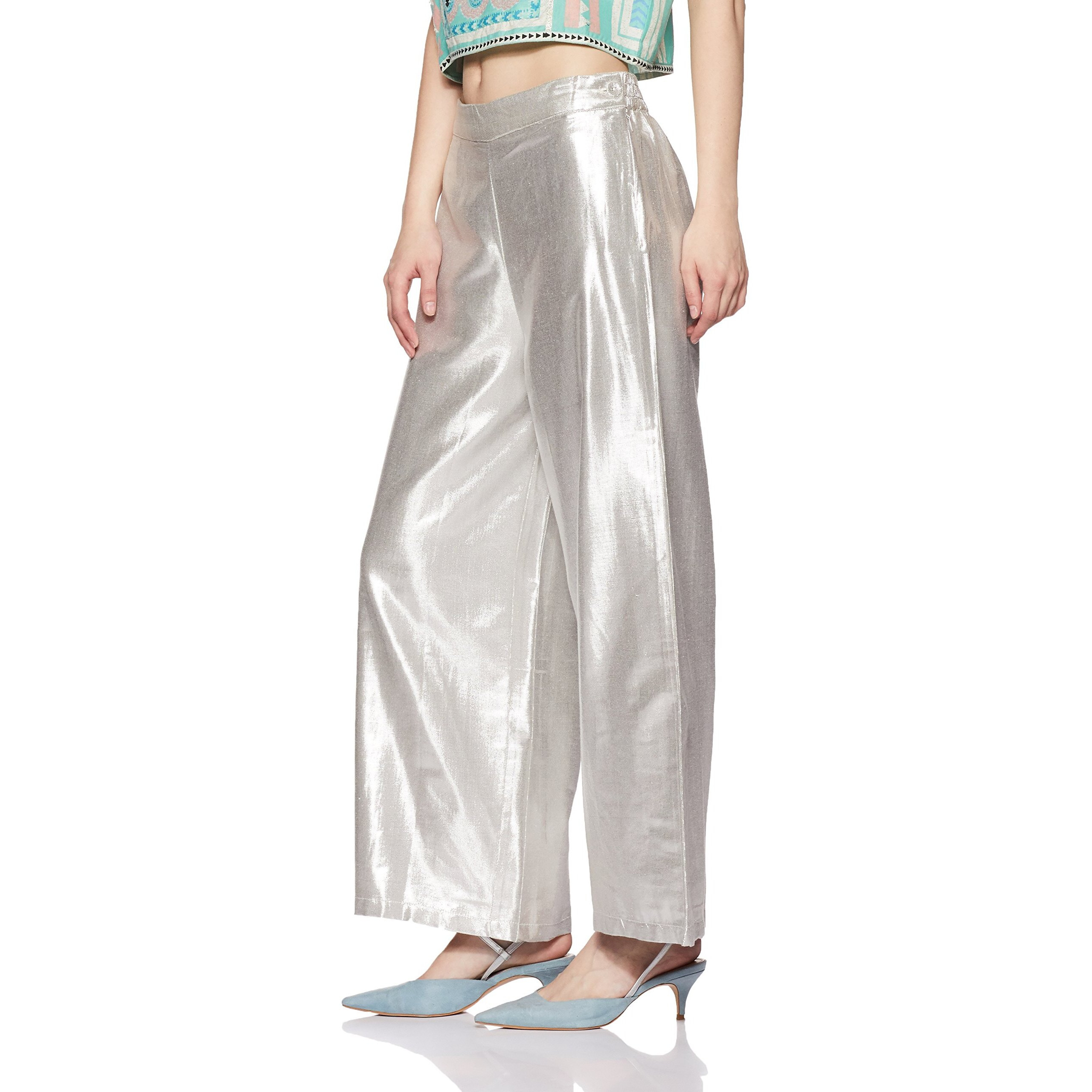 W For Woman Women's Straight Pants (17Aus60234-11055_Silver_Wm)